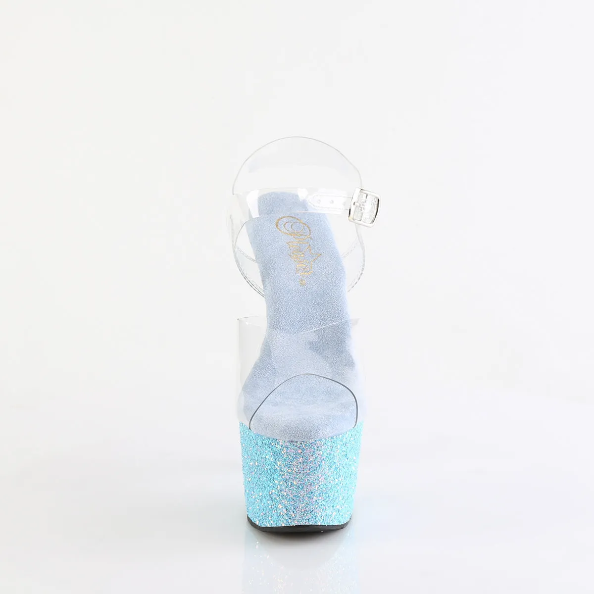 ADORE-708LG Pleaser Clear/Baby Blue Sexy Platform Shoes (Pole Dancing Heels) Asics Shoe Tester