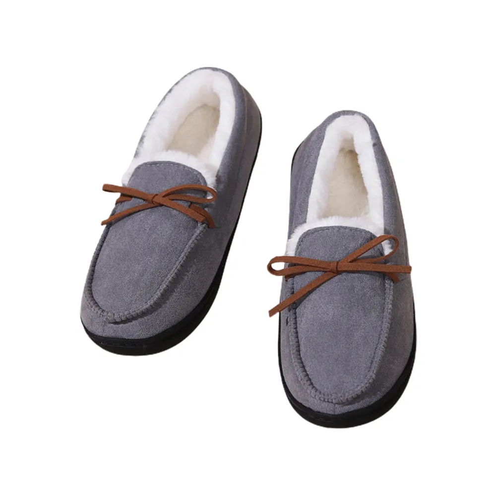 T.j. Slippers Winter Warm Sherpa Moccasin Slippers Comfy Ladies Women Casual Shoes Grey
