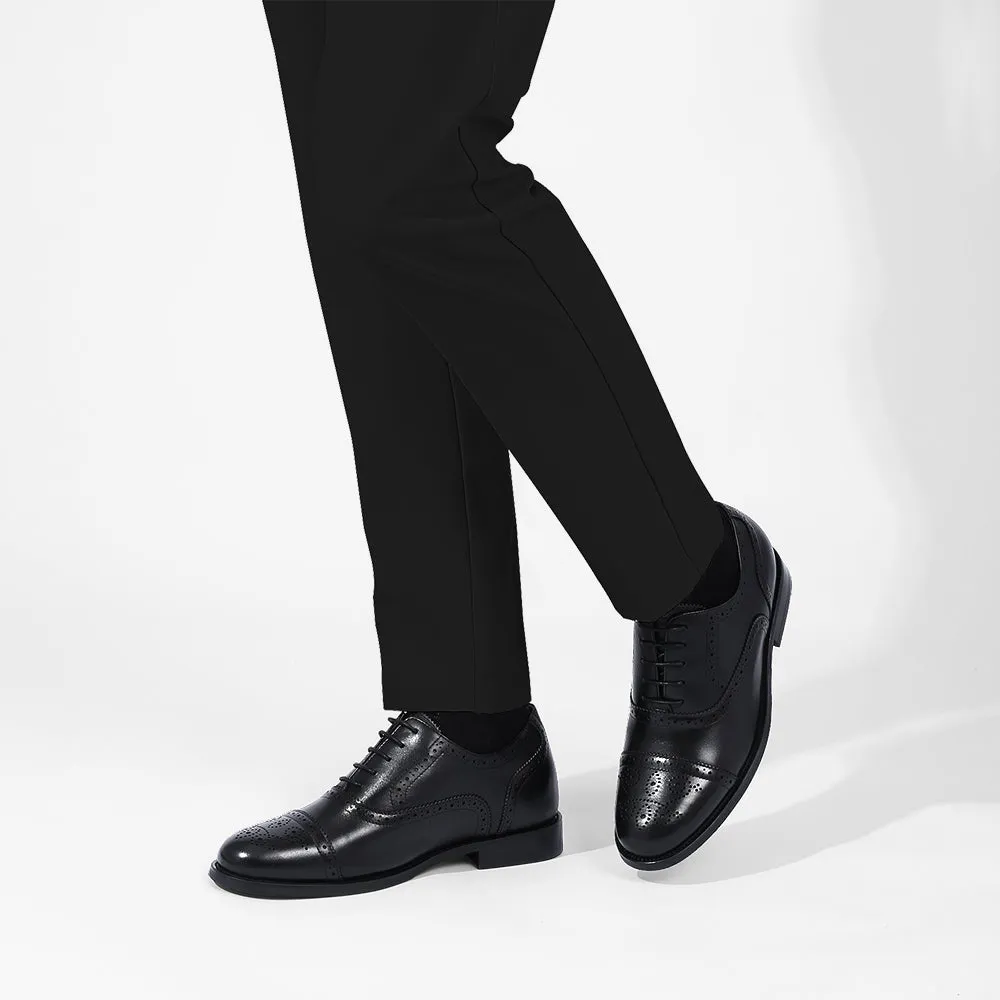 6 CM/ 2.36 Inches CMR CHAMARIPA Men's Black Calfskin Height Increasing Dress Shoes Dress Shoes For Court