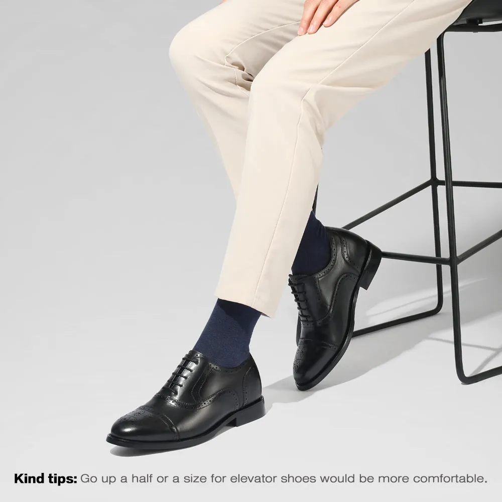 6 CM/ 2.36 Inches CMR CHAMARIPA Men's Black Calfskin Height Increasing Dress Shoes Dress Shoe Types