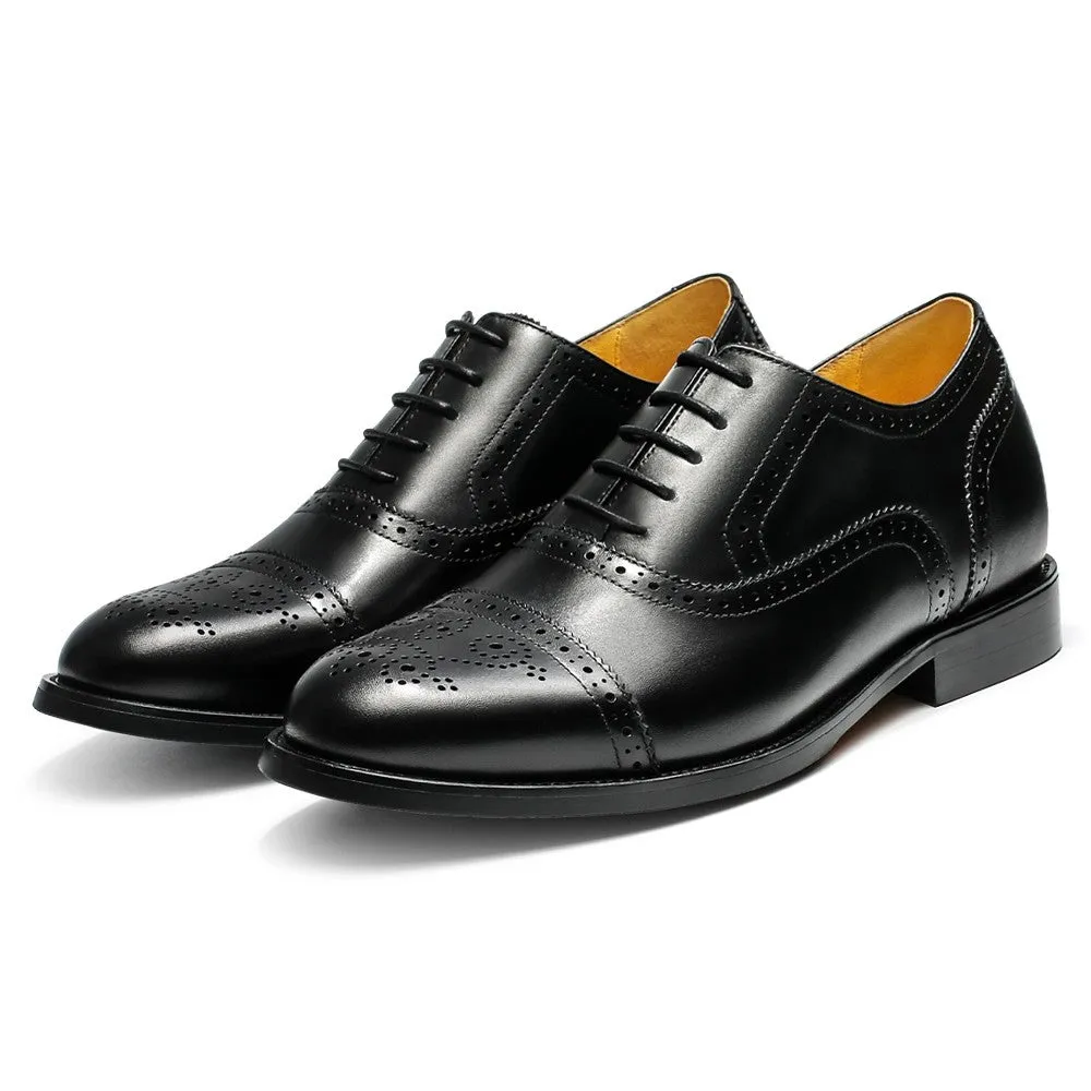 Dresses And Shoes 6 CM/ 2.36 Inches CMR CHAMARIPA Men's Black Calfskin Height Increasing Dress Shoes