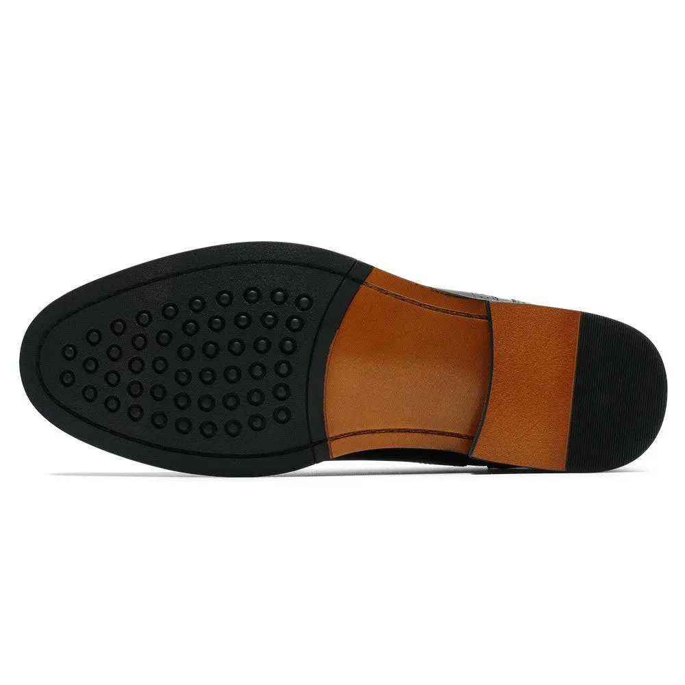 6 CM/ 2.36 Inches CMR CHAMARIPA Men's Black Calfskin Height Increasing Dress Shoes Stores For Dress Shoes