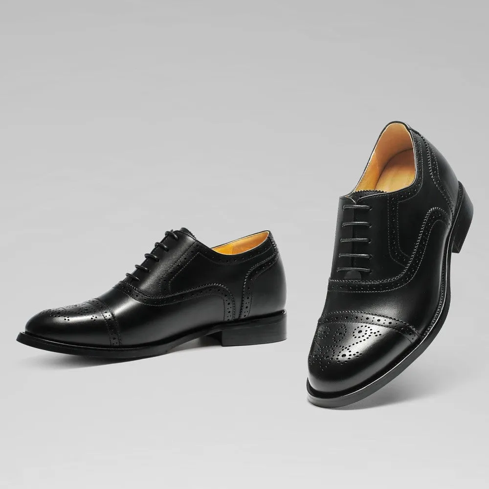 Queen Elsa Dress Up Shoes 6 CM/ 2.36 Inches CMR CHAMARIPA Men's Black Calfskin Height Increasing Dress Shoes