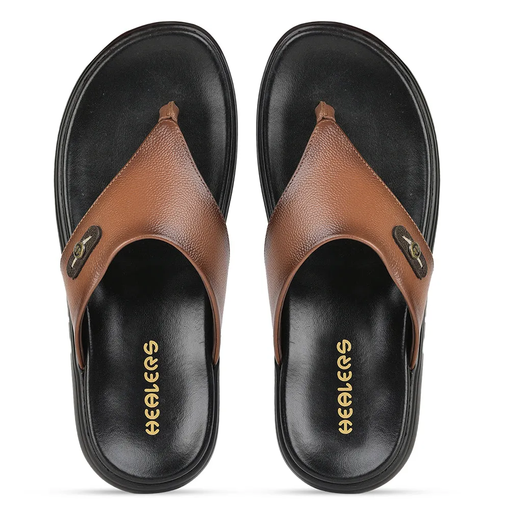 Healers Casual Tan Slipper For Men MDL-05 By Liberty Pull On Slippers