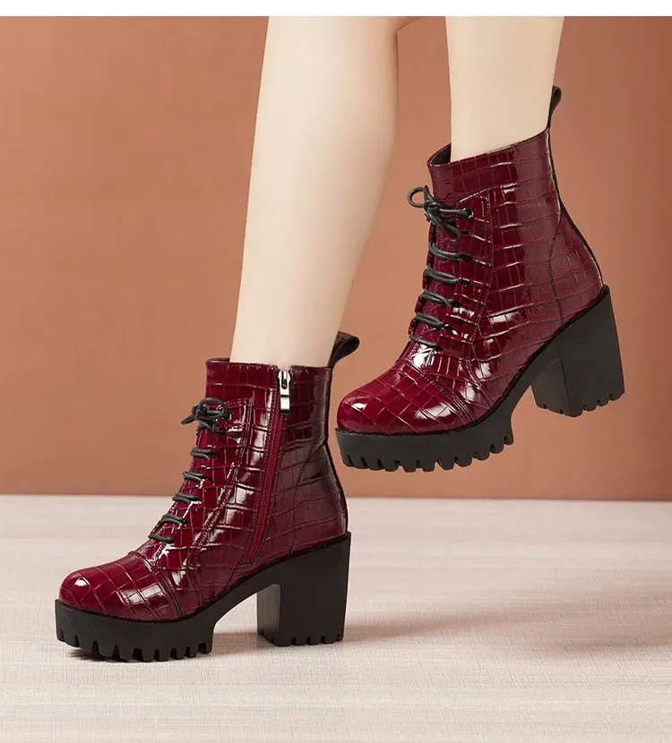 USS Shoes Elvys Women's Platform Patent Boots Adidas Shoes Trend