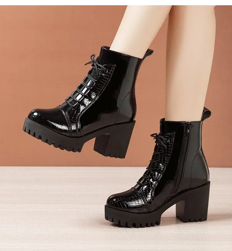 USS Shoes Elvys Women's Platform Patent Boots Alexander Wang Adidas Shoes