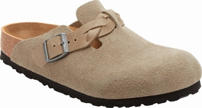 Easygoing Fit Anti Slip Treatment Birkenstock Boston Braid Taupe Suede Nar 1026694