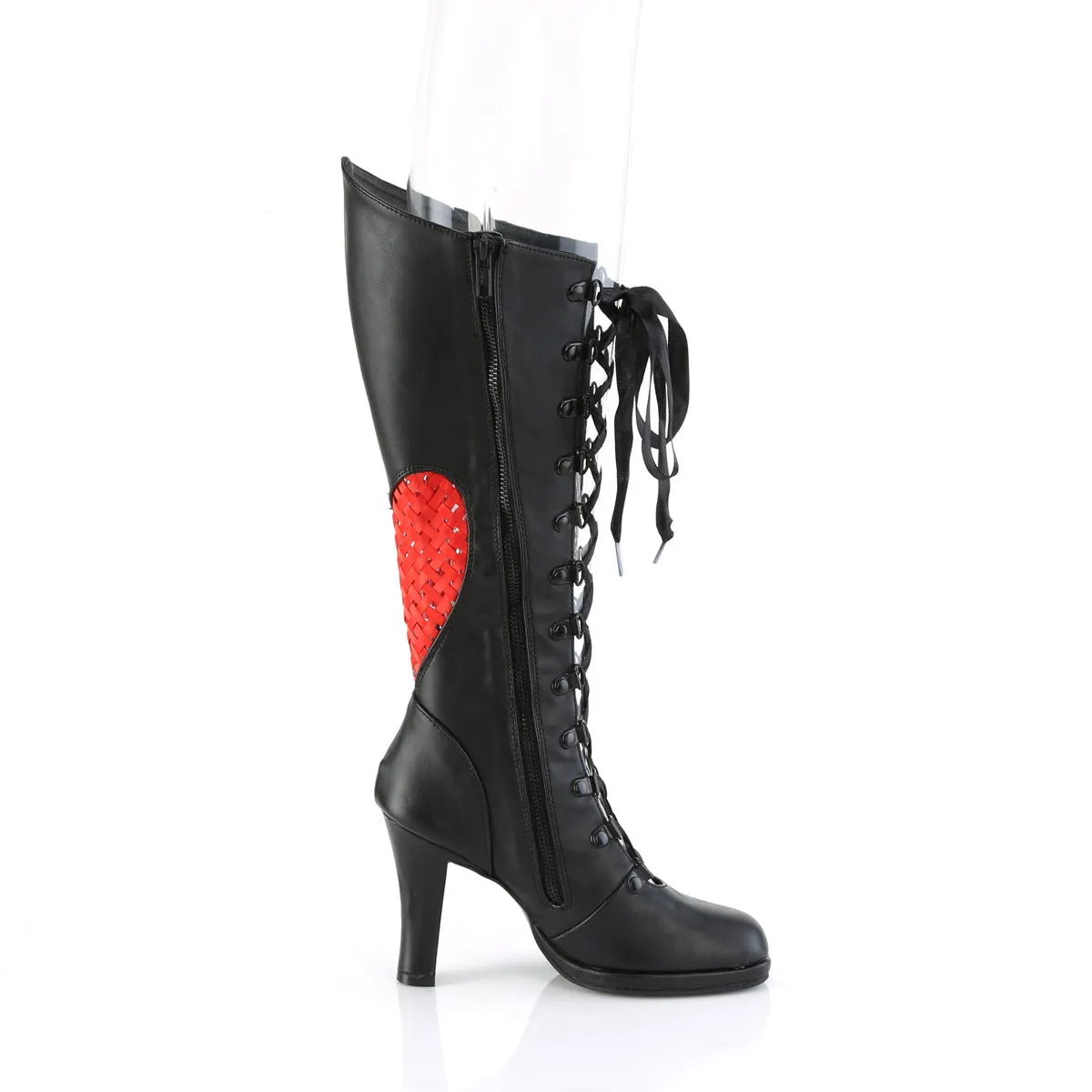 3 Inch Heel GLAM-243 Black Pu Laced Work Boots