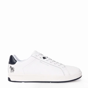 Paul Smith Albany Leather Zebra Trainers White Ankle Secure