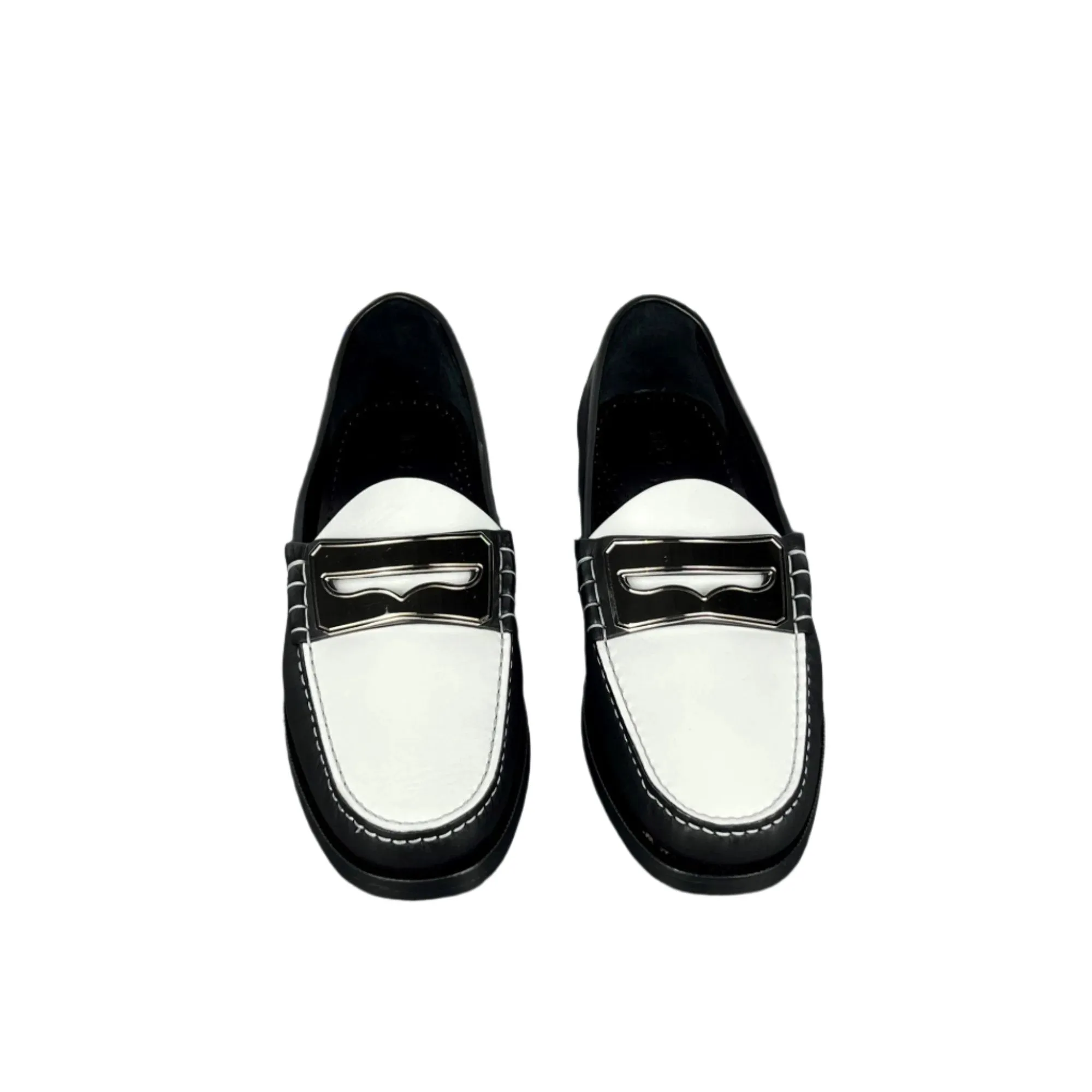 Buscemi Men's Town Loafer Black/White Leather Loafers Lug Sole Loafers