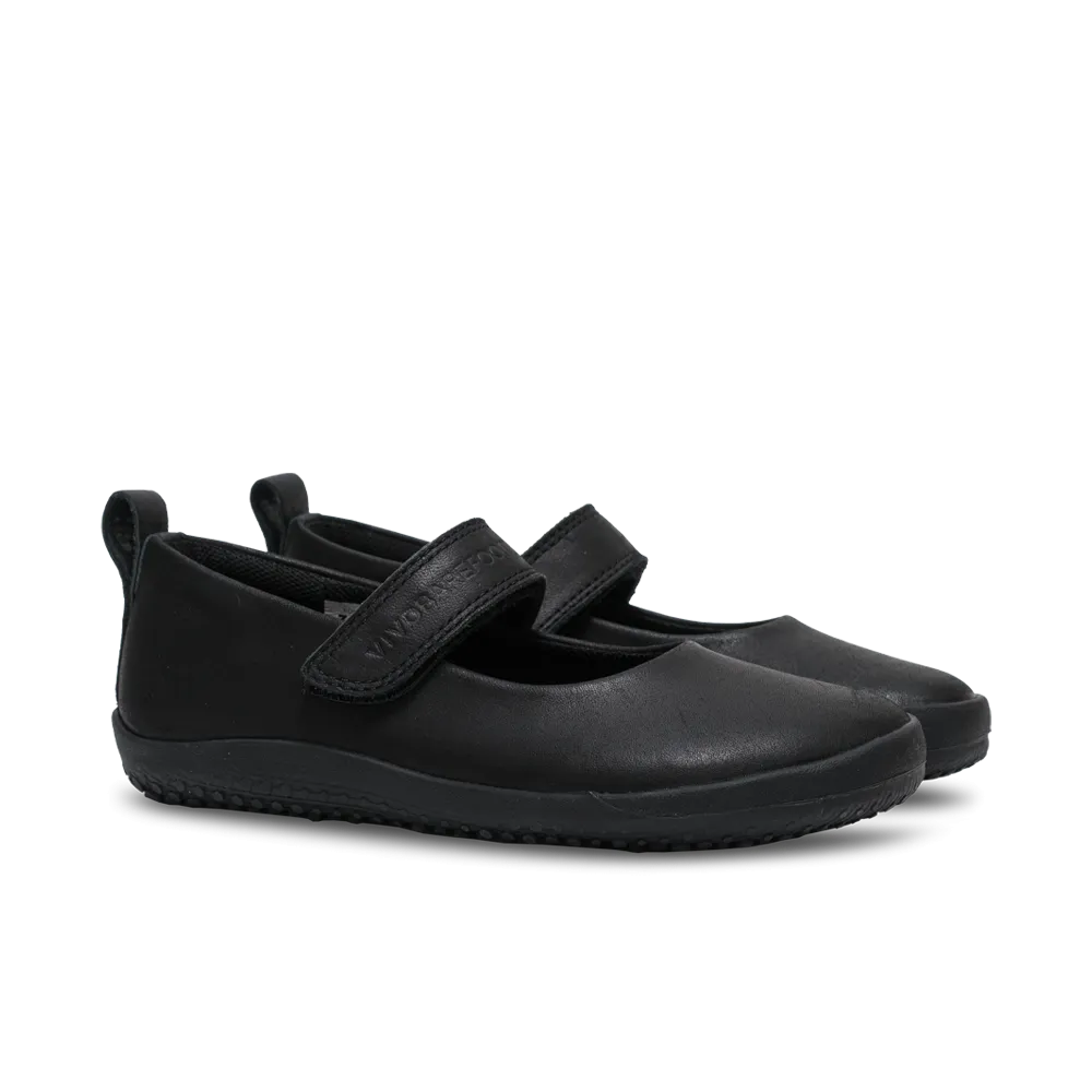 Vivobarefoot Wyn School Kids Obsidian Boots With Heels And Fur