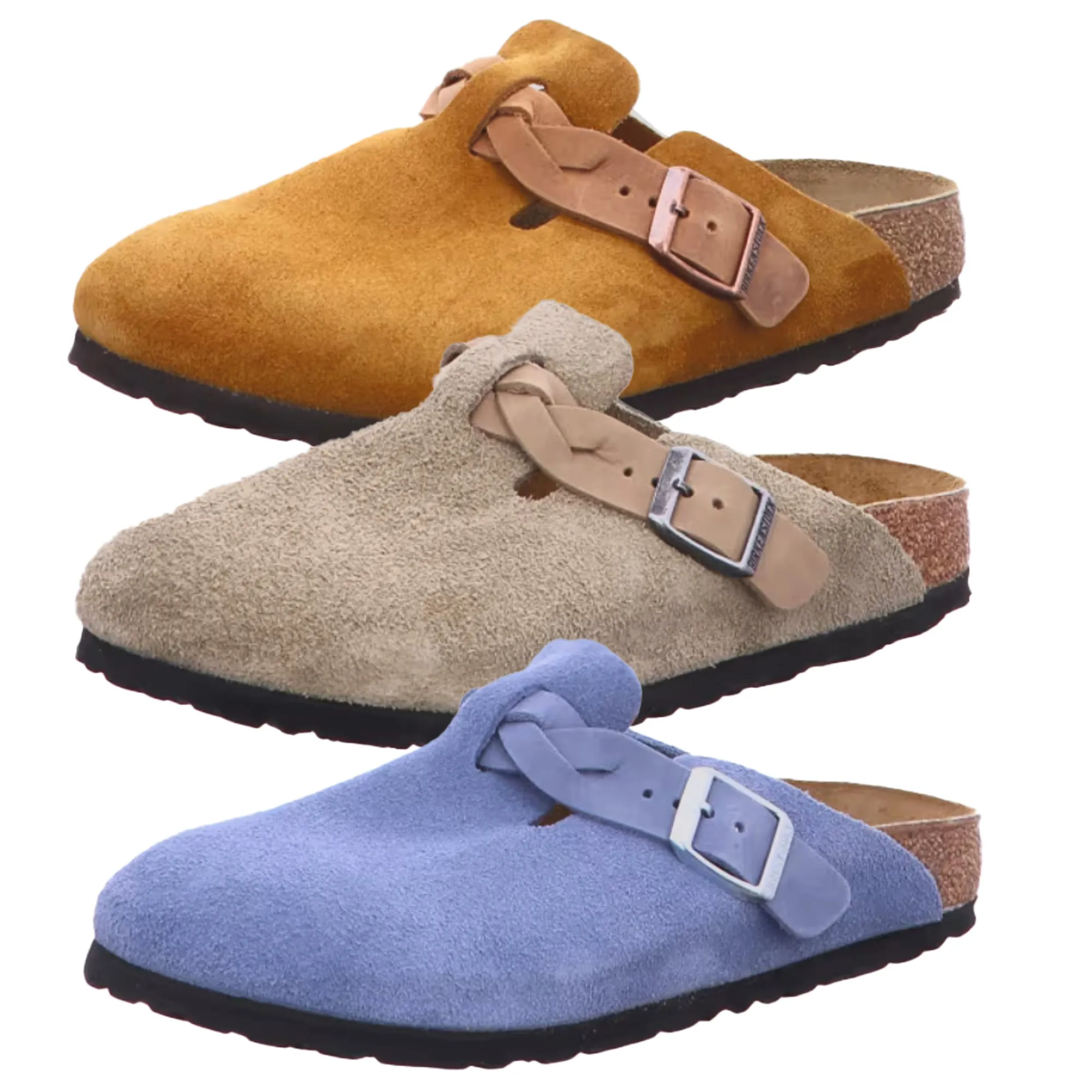 Birkenstock Boston Braided Suede Leather Sandals Clogs Mules Women Slippers Shoes Halfinger Slippers