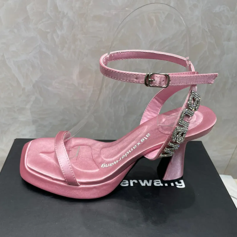 Slippers Cloth MKS06 high-heeled 10CM shoes Women 35-40 Slippers with Box