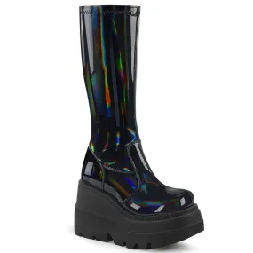 Barn Work Boots 4 Inch Wedge SHAKER-65 Black Patent Holo