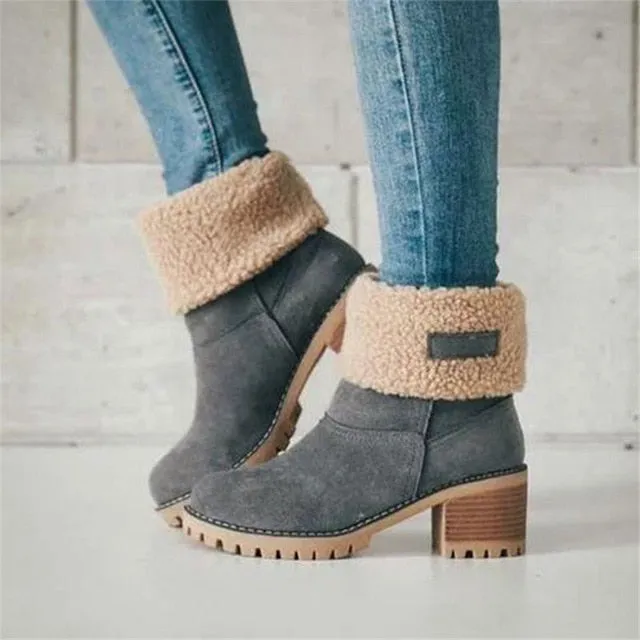 Women Winter Fur Warm Snow Boots Ladies Warm wool booties Ankle Boot Comfortable Shoes plus size 35-43 Casual Women Mid Boots Belk Snow Boots