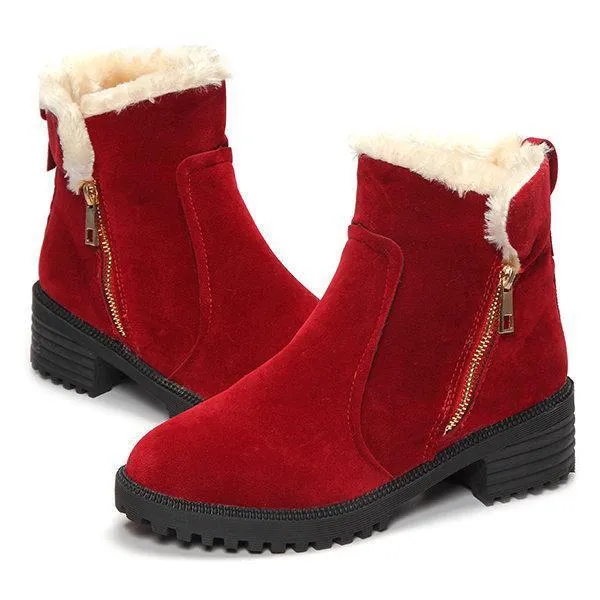 Adidas Terrace Shoes Warm Scrub Short Boots Side Zipper Mid Heel Ankle Shoes