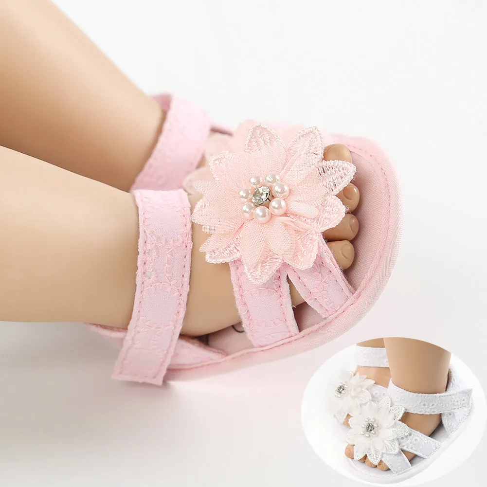 Everyday Sandals Baby Girl Bow Sandals Flat Heels Toddler Kids Summer Party Wedding Flower Pearls Sandals Shoes