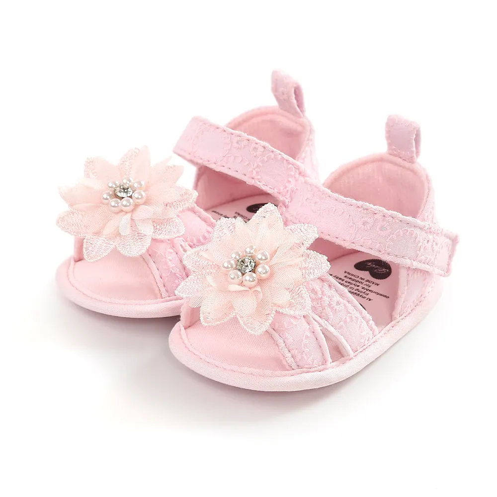 Baby Girl Bow Sandals Flat Heels Toddler Kids Summer Party Wedding Flower Pearls Sandals Shoes Original Universal Sandals