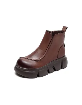 Waterproof Retro Leather Winter Platform Boots for Women Adidas Shoe Sole