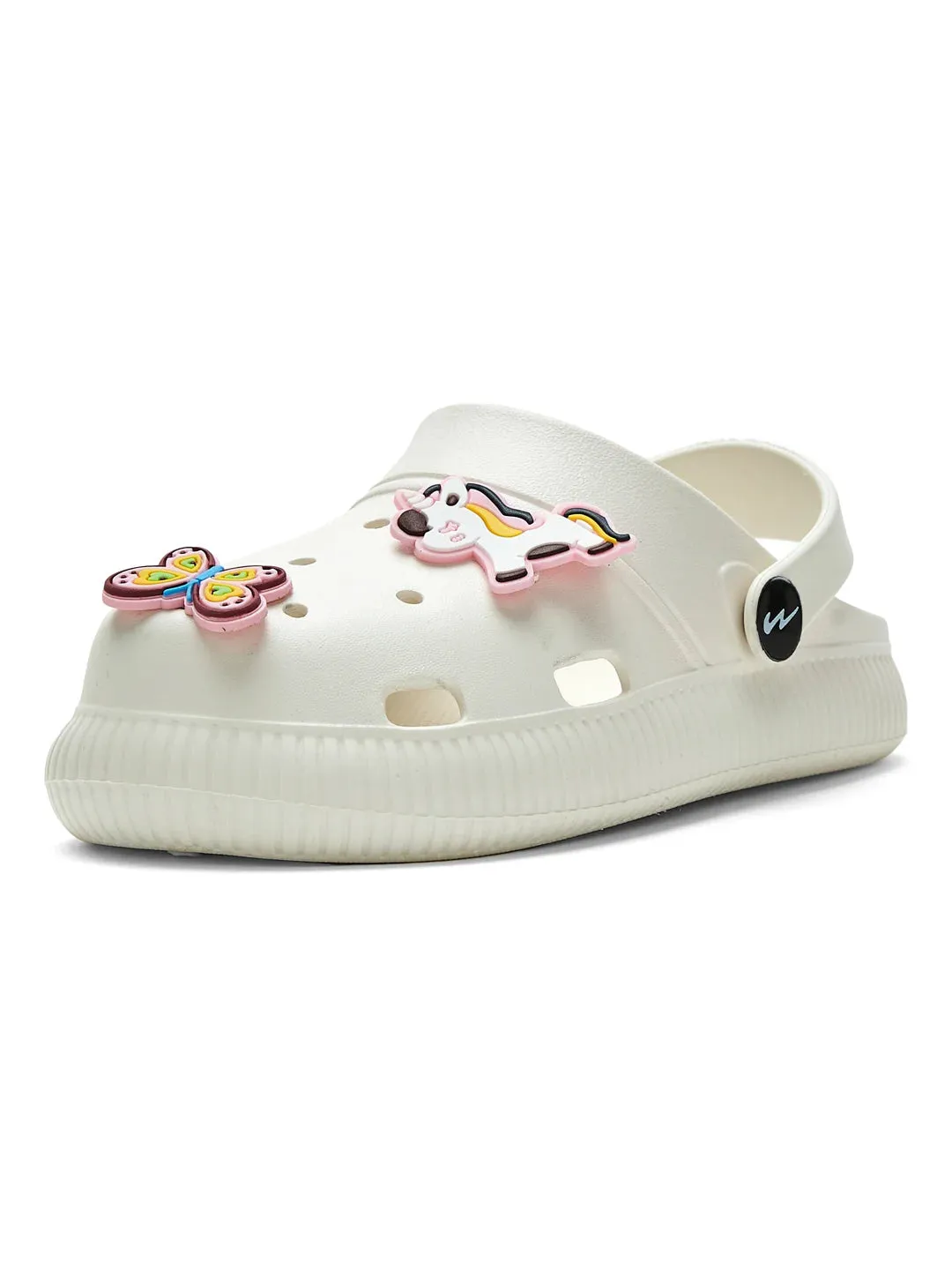 GC-9002K White Kid's Clogs Channel Sandals
