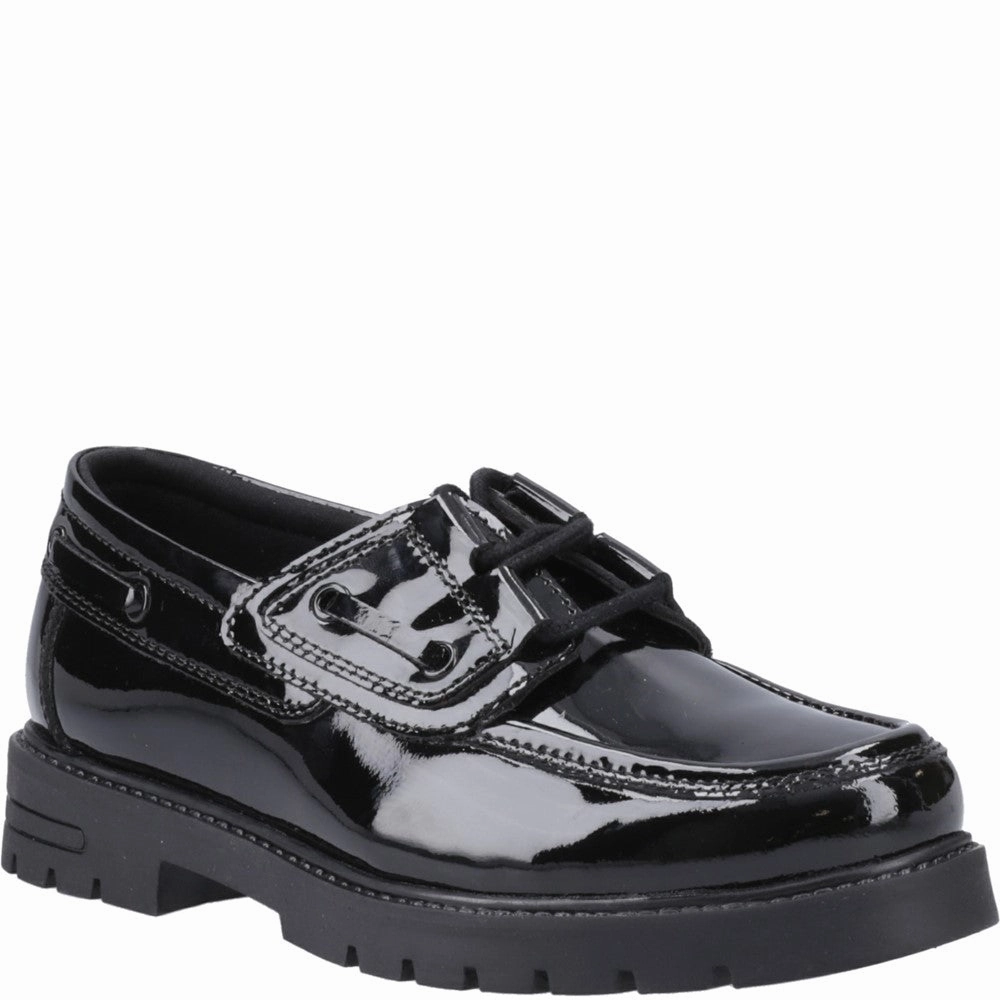 Hush Puppies Lucy Patent Senior School Shoes Comfort Strap Adjustable Strap