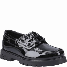 Hush Puppies Lucy Patent Senior School Shoes Comfort Strap Adjustable Strap