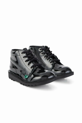 Comfortable Pace quick dry Kickers Kick Hi Zip black patent