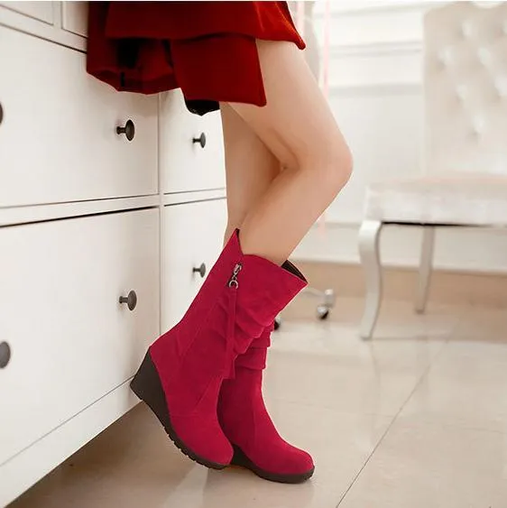 Adidas Shoes Adidas Shoes Wedge Zipper Tassels Mid Calf Boots