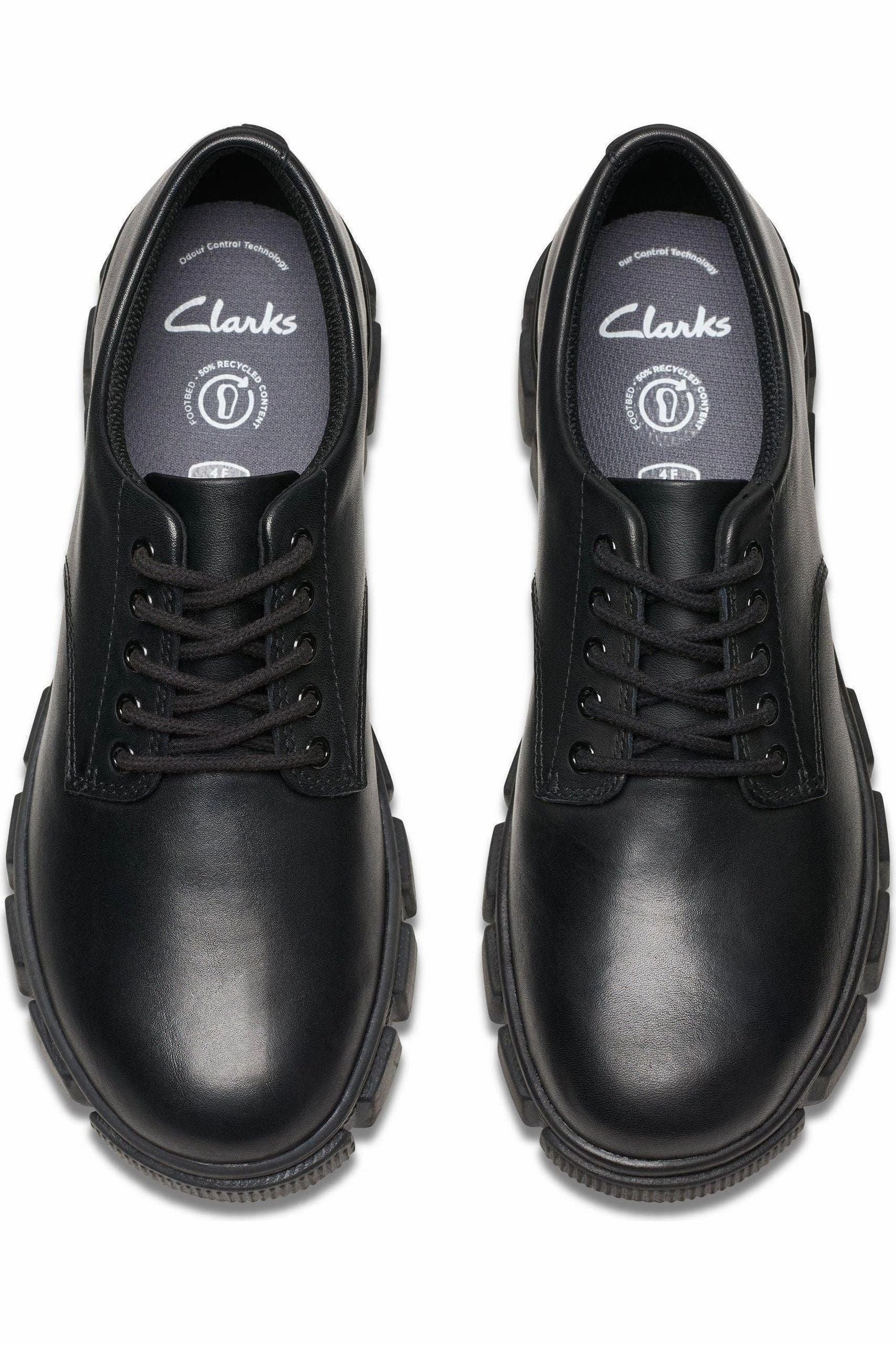 Clarks Evyn Lace Youth black leather Canvas Material