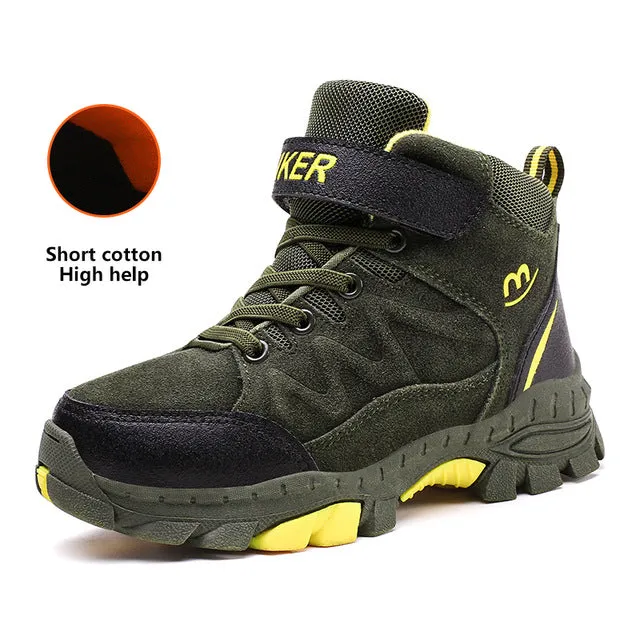 Uk Made Hiking Boots Winter Boots for Boys Kids Snow Shoes Teenagers Children Hiking Shoes Walking Climbing Sneakers CN size 31- 40