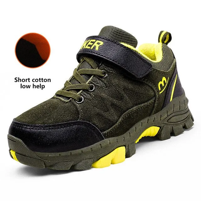 Caterpillar Hiking Boots Winter Boots for Boys Kids Snow Shoes Teenagers Children Hiking Shoes Walking Climbing Sneakers CN size 31- 40