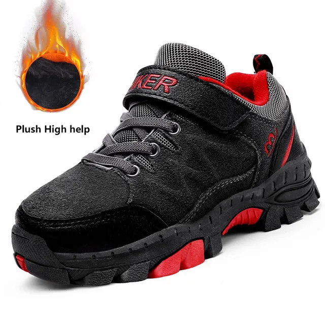 Hiking Boots Wide Toe Box Winter Boots for Boys Kids Snow Shoes Teenagers Children Hiking Shoes Walking Climbing Sneakers CN size 31- 40