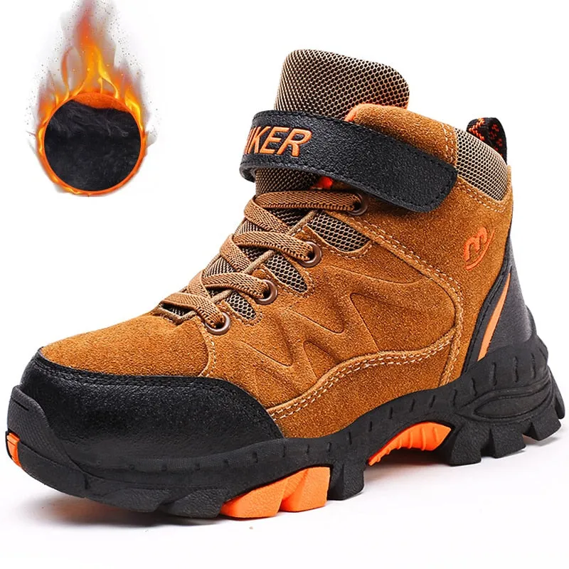 Custom Made Hiking Boots Winter Boots for Boys Kids Snow Shoes Teenagers Children Hiking Shoes Walking Climbing Sneakers CN size 31- 40