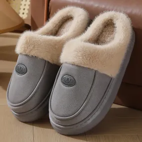 High Slippers Winter Plush Slippers For Men Casual All-match Warm Suede House Shoes Indoor Non-slip Floor Bedroom Slipper