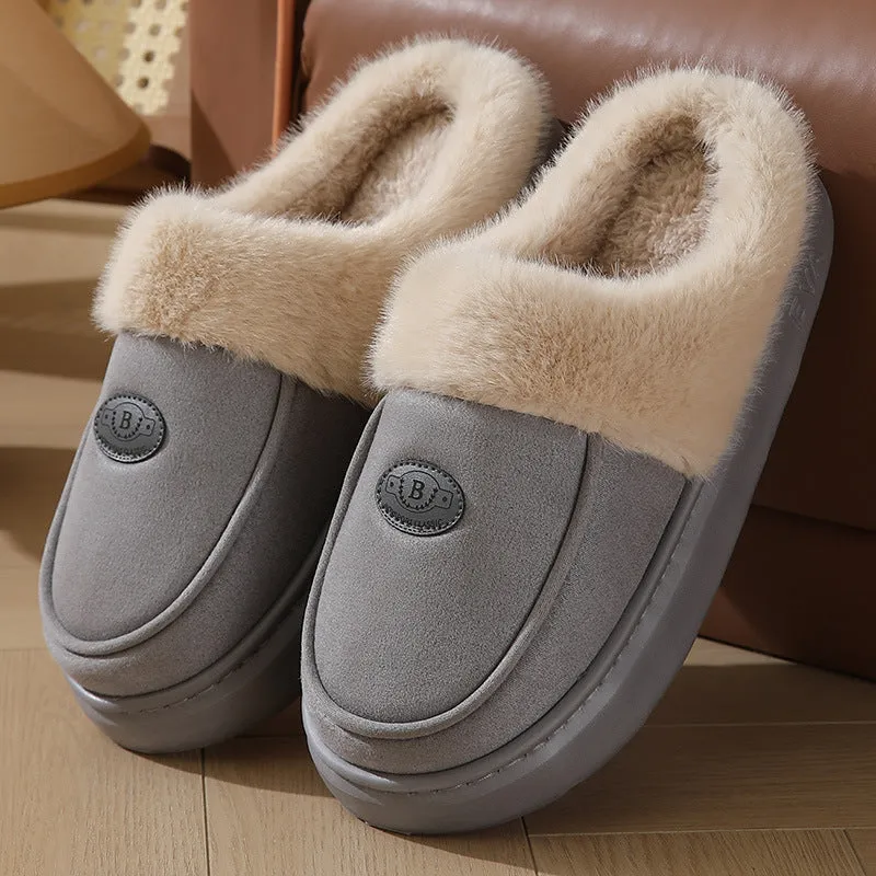 Winter Plush Slippers For Men Casual All-match Warm Suede House Shoes Indoor Non-slip Floor Bedroom Slipper Olivia Morris Slippers