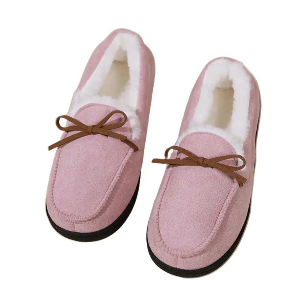 Winter Warm Sherpa Moccasin Slippers Comfy Ladies Women Casual Shoes Pink Boo Slippers