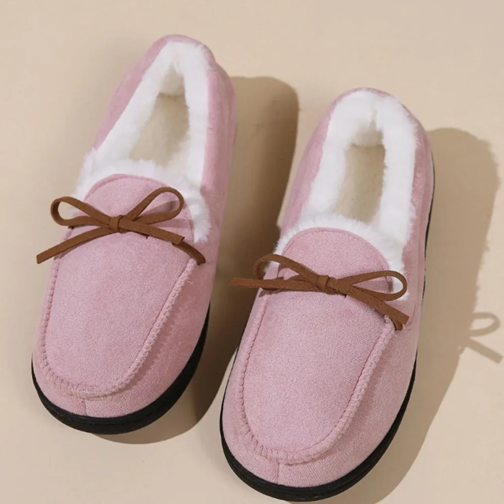 Winter Warm Sherpa Moccasin Slippers Comfy Ladies Women Casual Shoes Pink Good Cheap Slippers