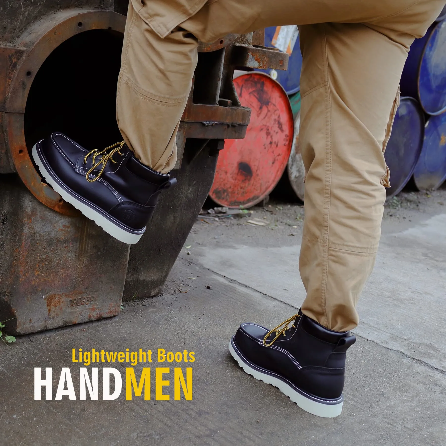 Active Work Boots HVB 304 Men's 6" Soft Toe Non-Slip Water Resistant for Construction with Durable Rubber EVA Outsole Work Boots