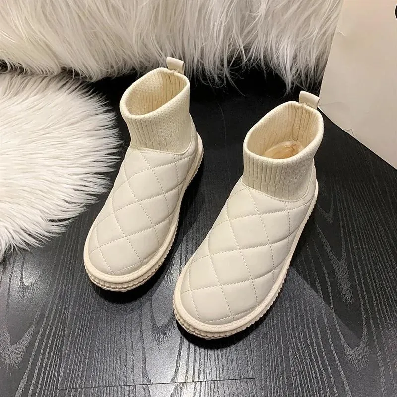 Best Snow Boots For Men Reddit Women Autumn And Winter Fashion Fleece-Lined Thickened Round Toe Flat Snow Boots