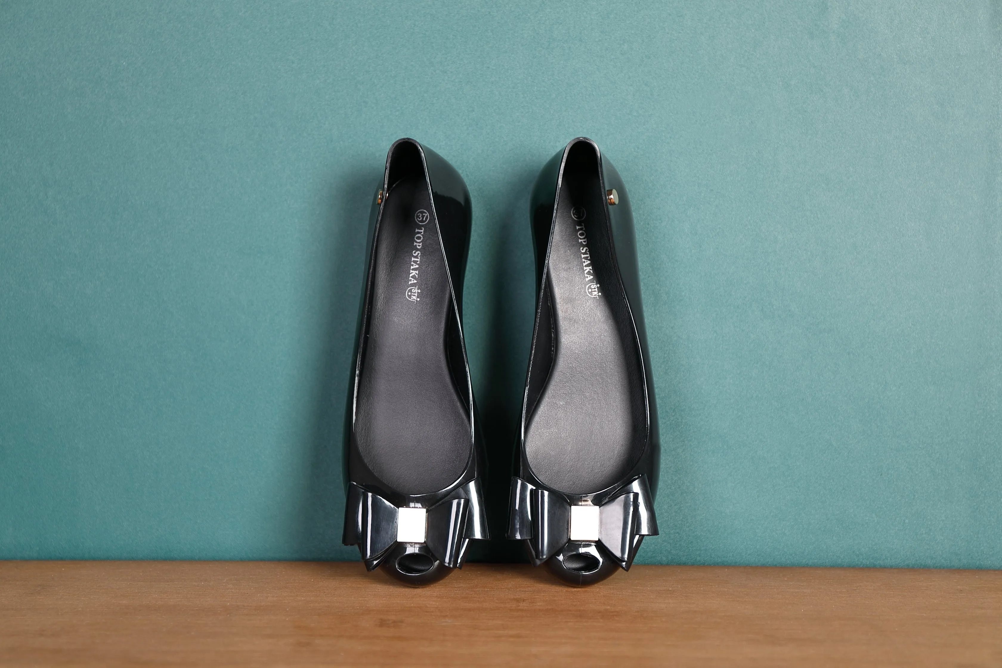 Women Flat Jelly Ballet Slip-On Peep Toe Shoes Sandal BG-552 BLACK Cute Flat Shoes With Arch Support