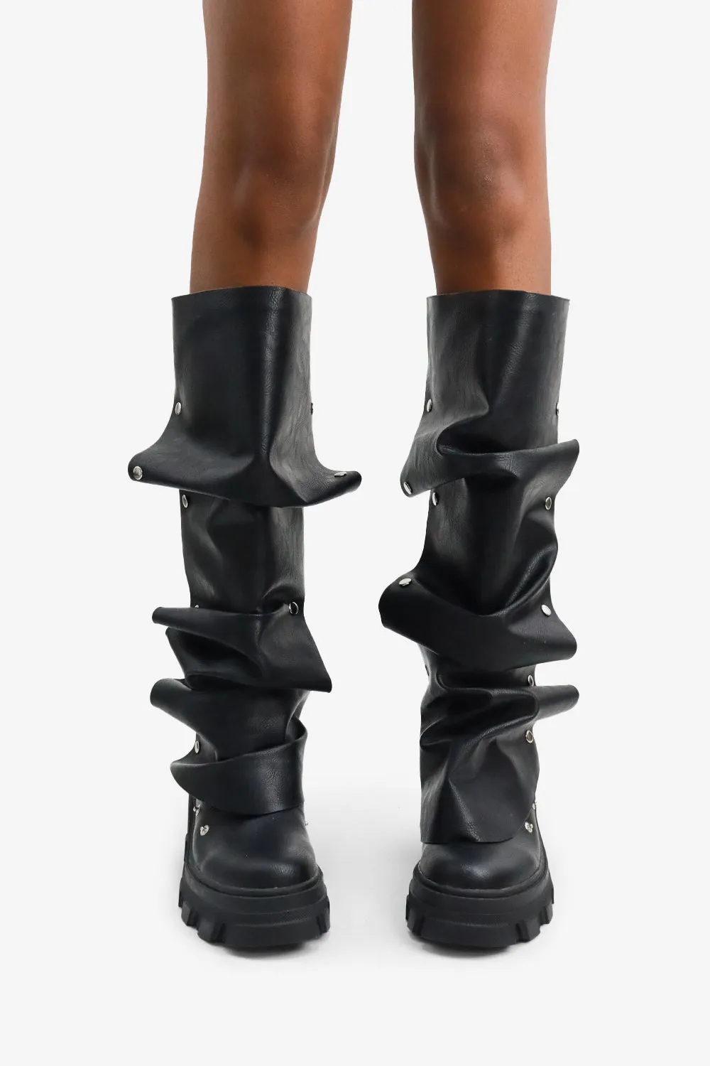 Women Mid Calf Snap Button Platform Slouchy Boots Margaux Boots