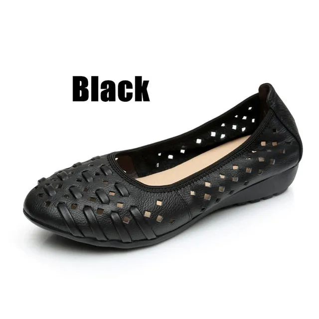 Best Loafers With Arch Support Women Shoes Sandals Flats Hollow Out Genuine Leather Slip On Loafers Casual Vintage
