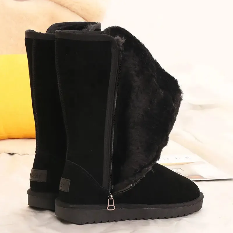 Thermoball Snow Boots Women Suede Leather Warm Snow Boots 2022 Winter New Causal Plush Fluffy Anti-cold Zipper Boots Plus Size 42 Women Platform Shoes