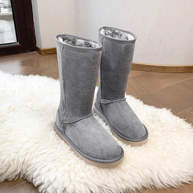 Aliexpress Snow Boots Women Suede Leather Warm Snow Boots 2022 Winter New Causal Plush Fluffy Anti-cold Zipper Boots Plus Size 42 Women Platform Shoes