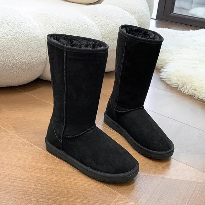 Women Suede Leather Warm Snow Boots 2022 Winter New Causal Plush Fluffy Anti-cold Zipper Boots Plus Size 42 Women Platform Shoes Best Lightweight Snow Boots