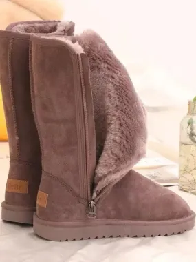 Women Suede Leather Warm Snow Boots 2022 Winter New Causal Plush Fluffy Anti-cold Zipper Boots Plus Size 42 Women Platform Shoes Snow Boots Burberry