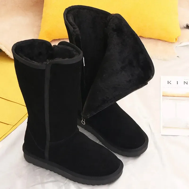 Ugg Snow Boots Adirondack Ii Women Suede Leather Warm Snow Boots 2022 Winter New Causal Plush Fluffy Anti-cold Zipper Boots Plus Size 42 Women Platform Shoes