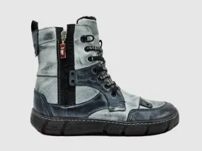 All Adidas Running Shoes Women's Action Thick Fur-Lined Zip-Up Leather Boots - Blue