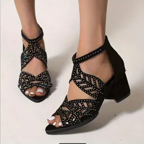 Homecoming Dress With Tennis Shoes Women's Black Formal Open Toe Shoes With Strappy Back