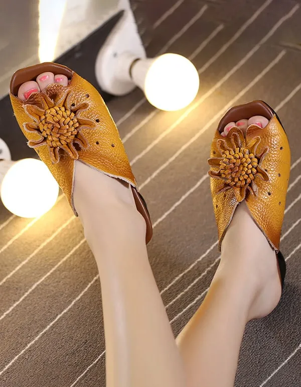 Women's Ethnic Style Flower Chunky Slippers Isotomer Slippers Size Guide
